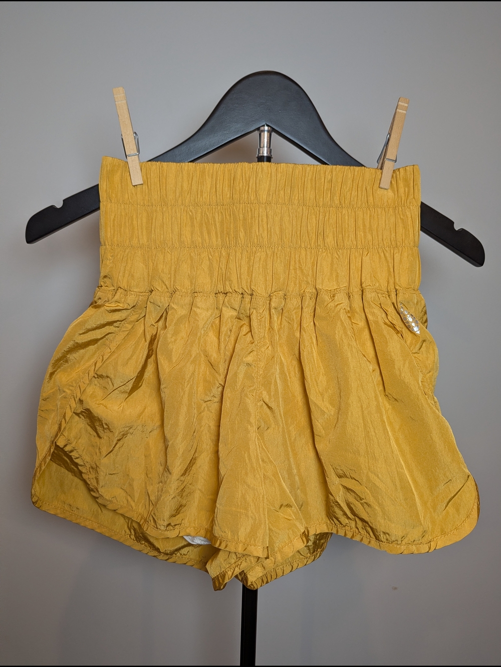 Free People Movement Women's S The Way Home Run Shorts Mustard Yellow Athleisure